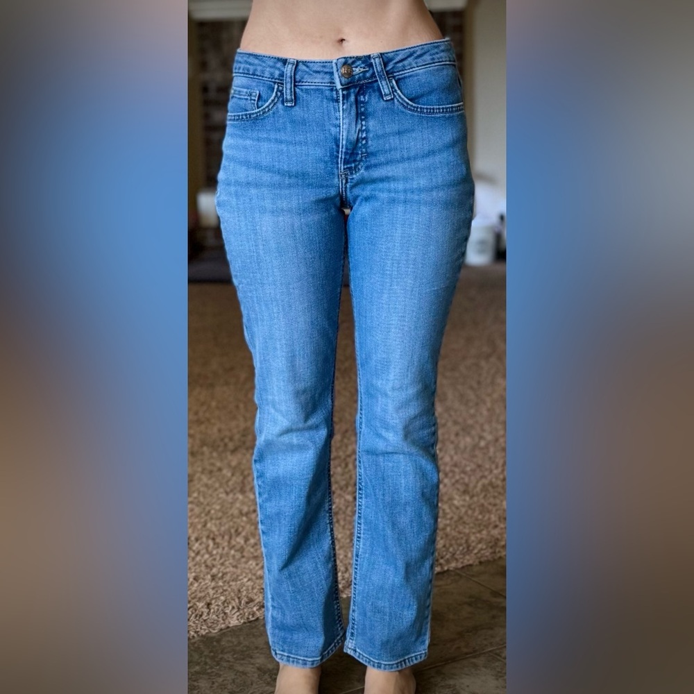 Vintage Mid Low Rise Blue Denim Jeans Straight Leg 26